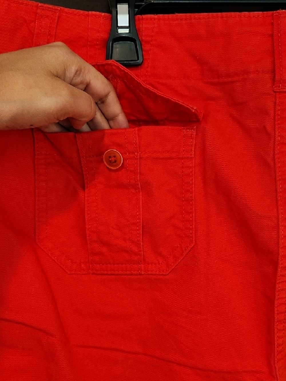 Tommy Hilfilger Bright Red-Orange Button-Front Skirt - Picture 8 of 9